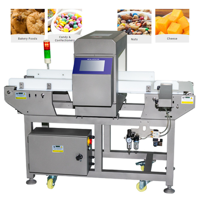 Detettore di metalli di tipo trasportatore ad alta precisione Carne Caramelle Dessert Detettore di metalli Sensitività Industria alimentare