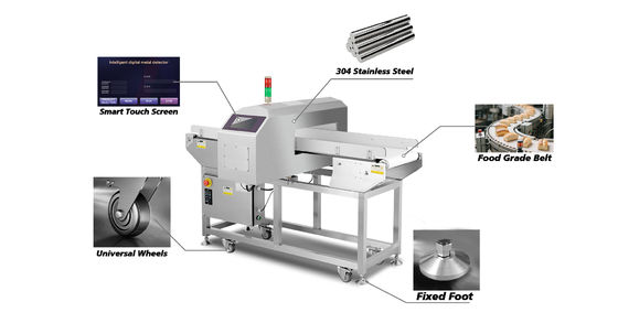 Distanza di rilevamento di 10 g 5000 g Macchina di rilevamento metalli alimentari 1200 mm X 800 mm X 1200 mm